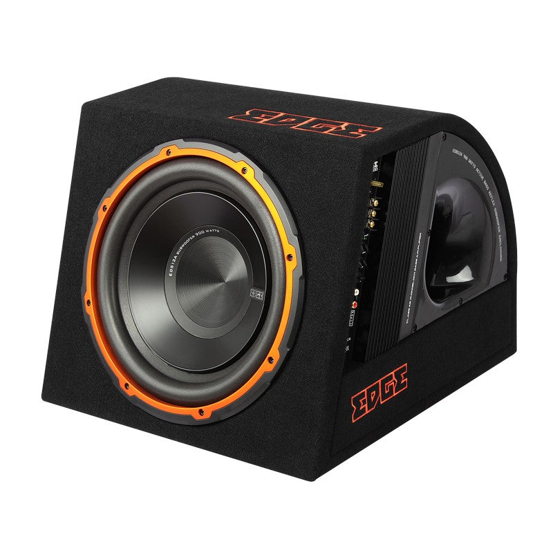 Edge 12" subwoofer with ED7200 amp loaded into the enclosure 900 watts