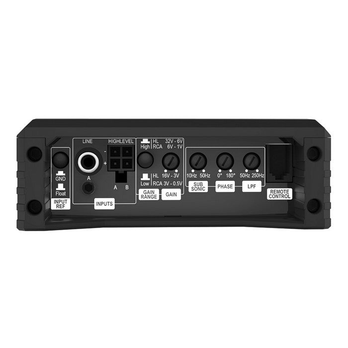 AC20120 1-channel amplifier Very compact 1-channel subwoofer amplifier with crossover and 1 Ohm stability