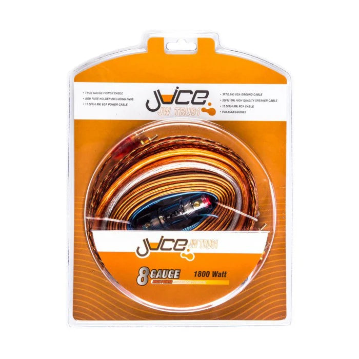 Juice JWTRU81 8 Gauge Mono/2 Channel 1800w Amplifier Wiring Kit